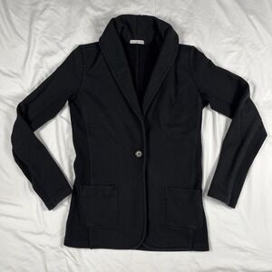 Standard James Perse Black Blazer Button Cotton Blend Long Sleeve Women's
